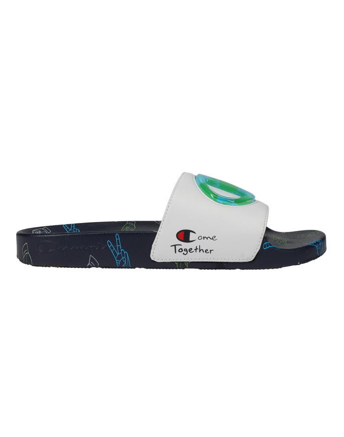 Champion Badslippers Heren - Wit/Donkerblauw - Ipo ( 748609-VXL )